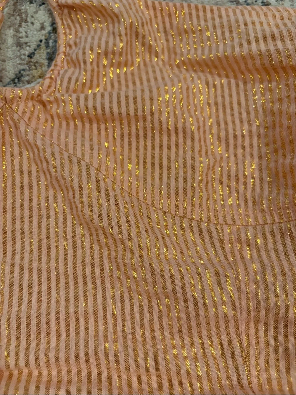 Jen's Pirate Booty Peachy Gold Shimmer Smocked Top - Picture 3 of 7